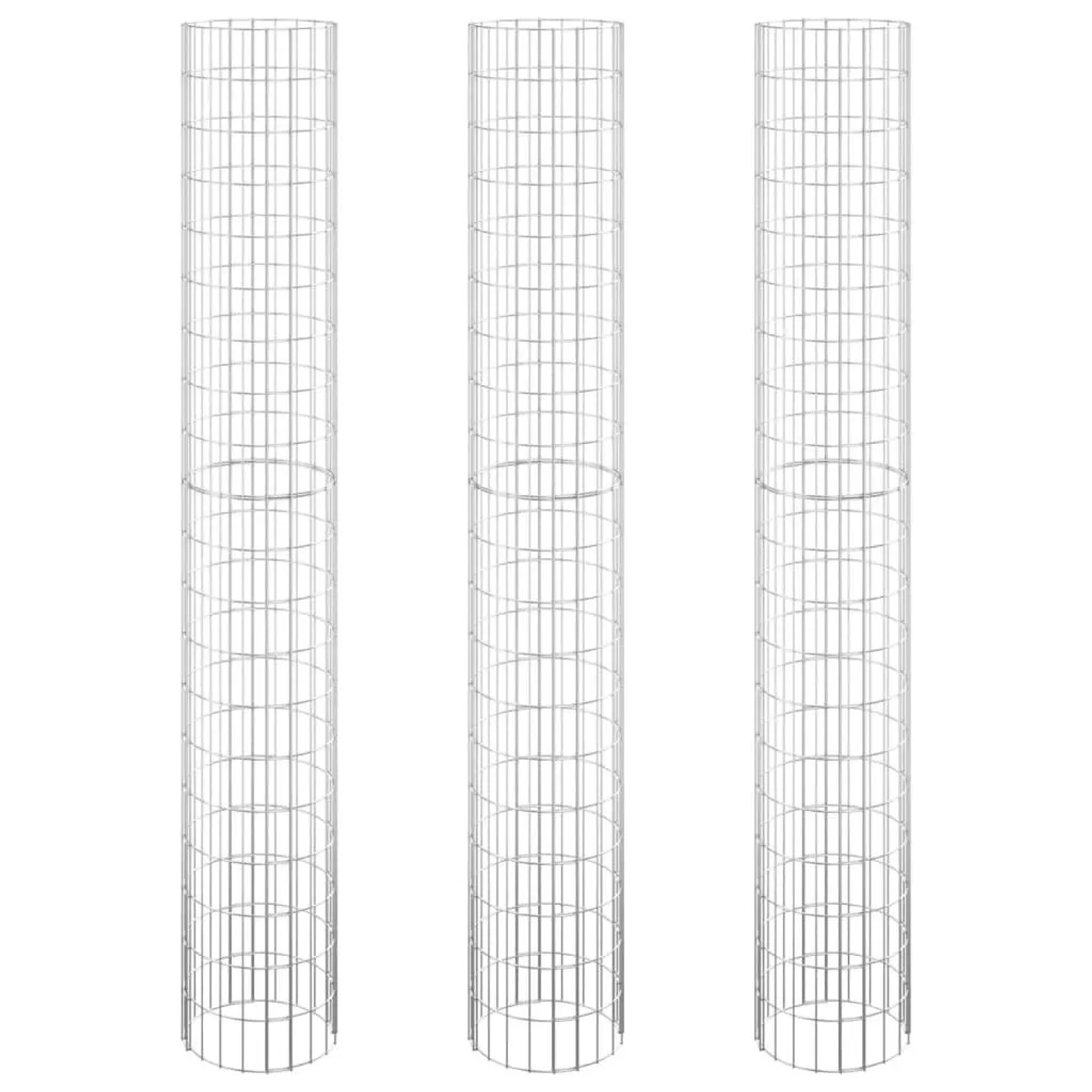 vidaXL Gabionen-Hochbeete 3 Stk Rund Verzinkter Stahl Ø30x200 cm 152022