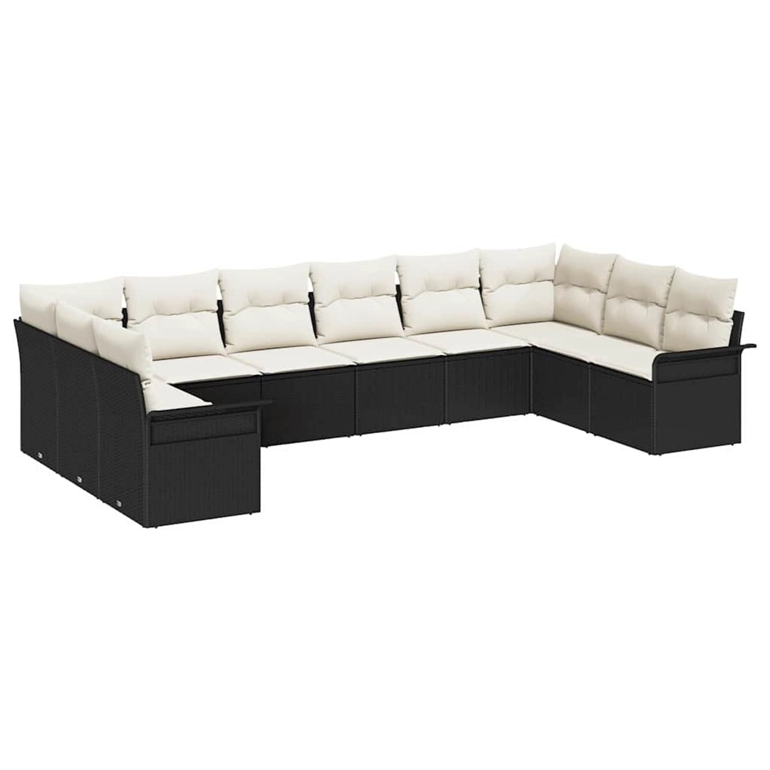 vidaXL Garten-Sofa-Set mit Kissen 10-Tlg Schwarz Poly Rattan 3345537 günstig online kaufen