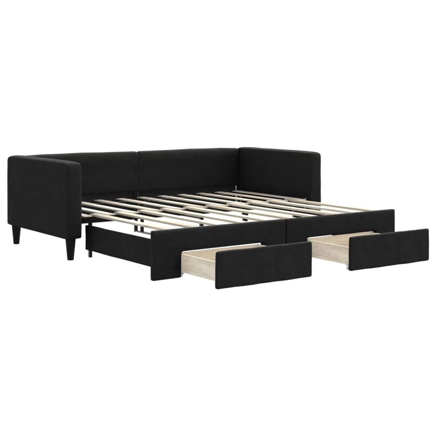 vidaXL Tagesbett Ausziehbar mit Schubladen Schwarz 90x190 cm Stoff 3196626 günstig online kaufen