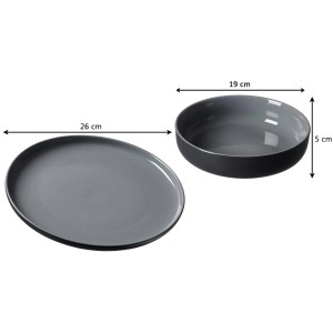 Ritzenhoff & Breker Jasper Tafelservice, 8-teilig, schwarz: Teller (26cm) und Schale (19cm).