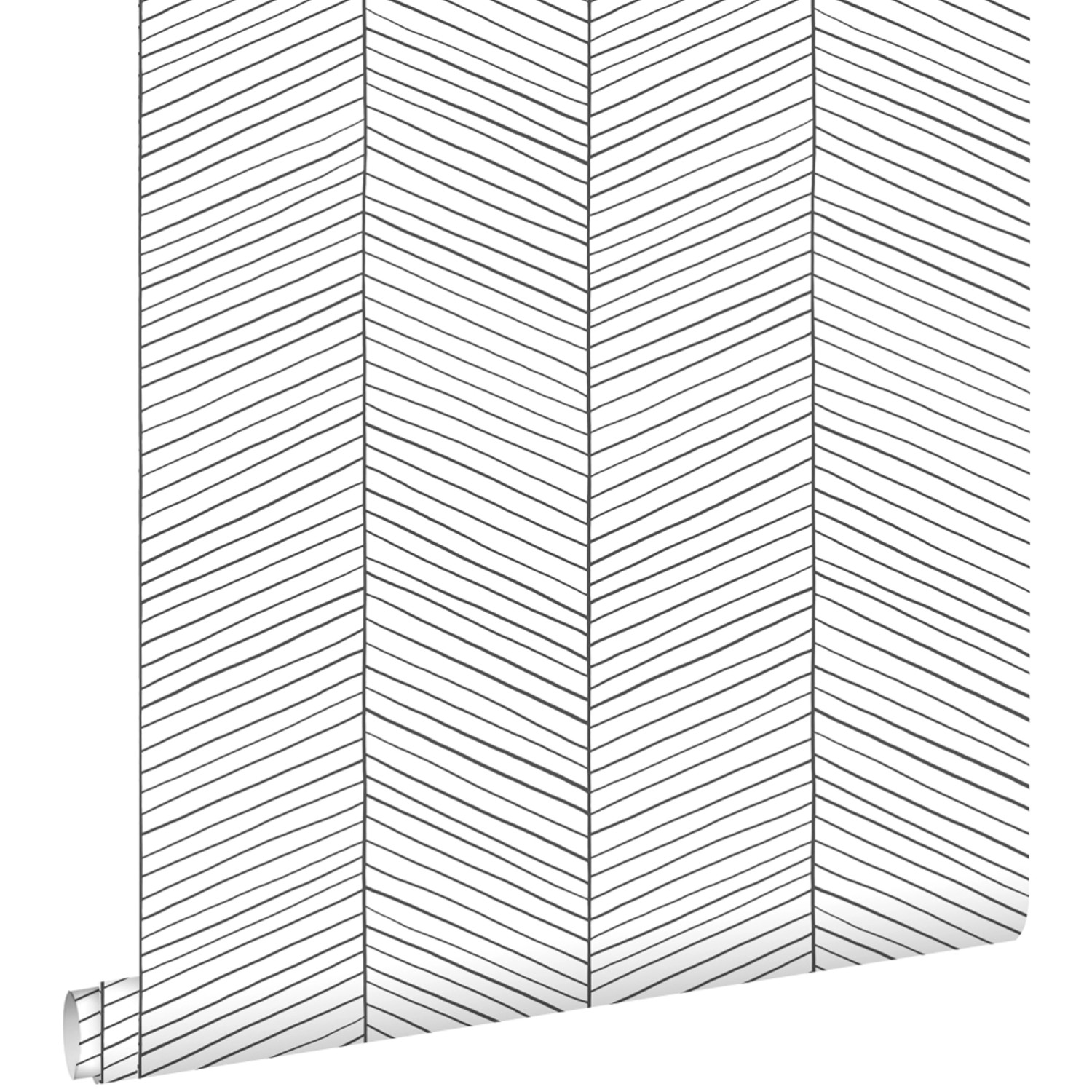 ESTAhome Tapete Fischgrätmuster Schwarz-Weiß 53 cm x 10.05 m günstig online kaufen