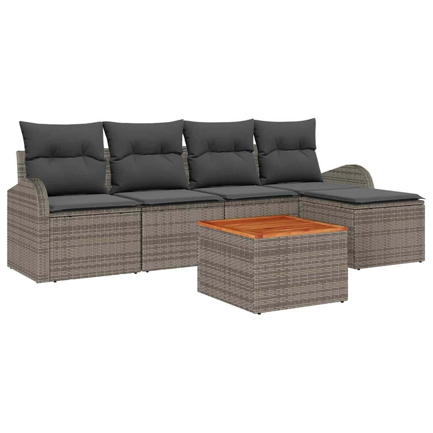 vidaXL Garten-Sofa-Set 6-Tlg Grau Poly Rattan 3347566 günstig online kaufen