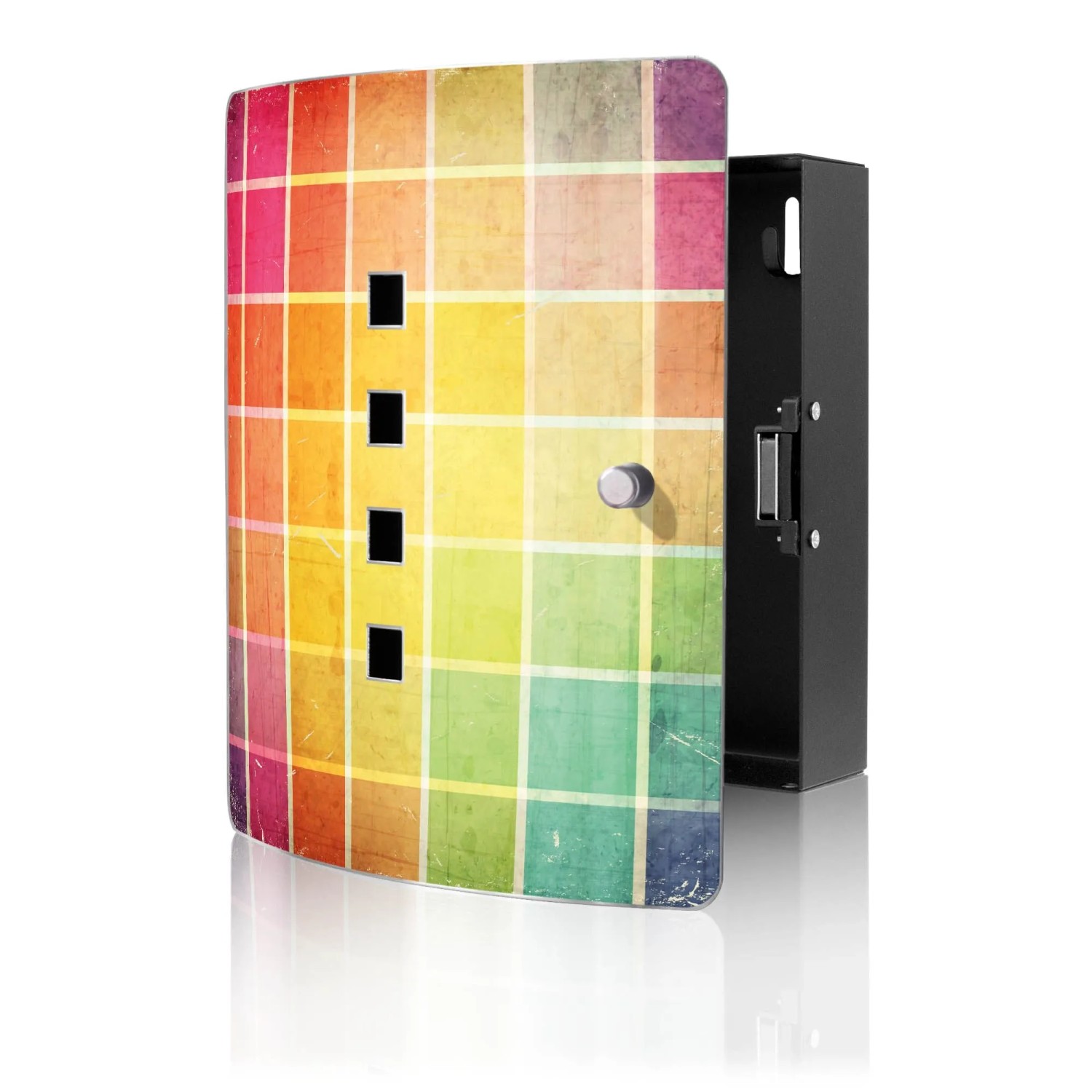 Banjado Design Schlüsselkasten Aus Edelstahl Für 10 Schlüssel 24x21,5x7cm Mit Magnetverschluss Motiv Bunte Glasbausteine