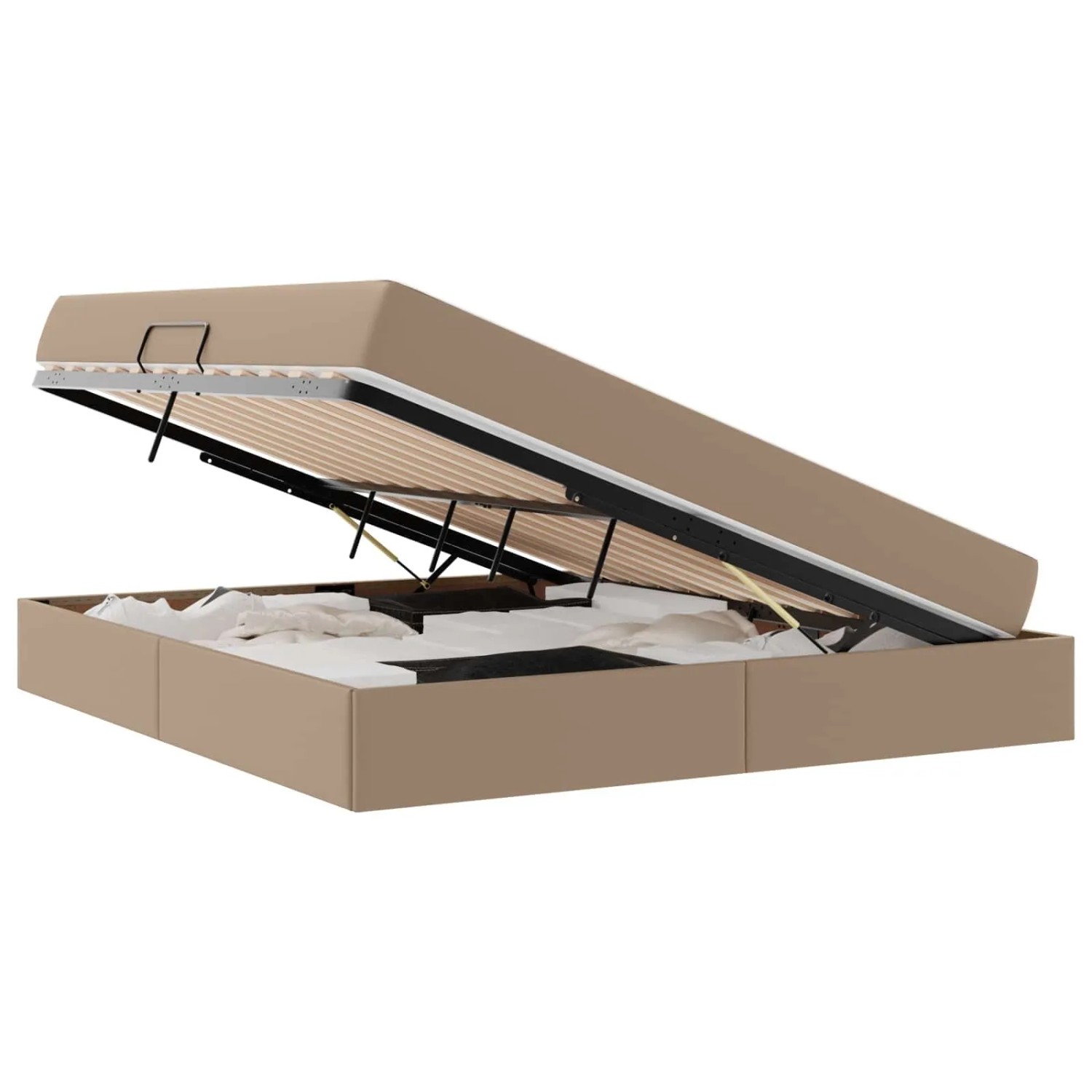 vidaXL Aufbewahrungsbett mit Matratze 2-Tlg Cappuccino Leder 3399623