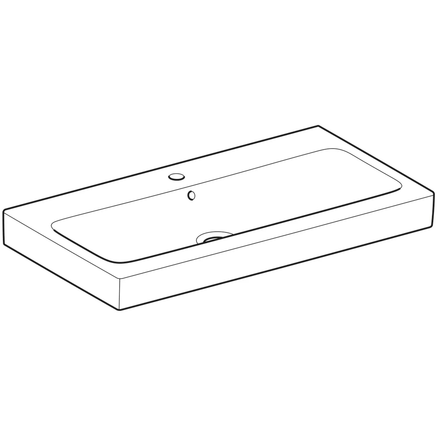 Geberit iCon Waschbecken, 90 cm, weiß, mit Hahnloch und Überlauf, KeraTect Beschichtung.
