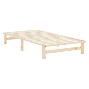 Homestyle4u Holzbett 100x200 cm, Natur, mit Lattenrost. Jugendbett im Paletten Design.