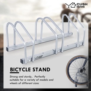 CCLIFE Fahrradständer Boden für 3 Fahrräder bis 65mm Reifenbreite, Stahl, silber.