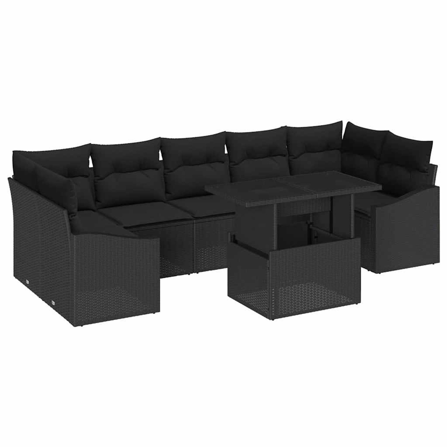 vidaXL Garten-Sofa-Set mit Speicher 8-Tlg Schwarz Poly Rattan 3357696 günstig online kaufen