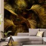 Erismann Fototapete Guido Maria Kretschmer Glossy Palms Gold, goldene Palmenblätter auf dunklem Grund.