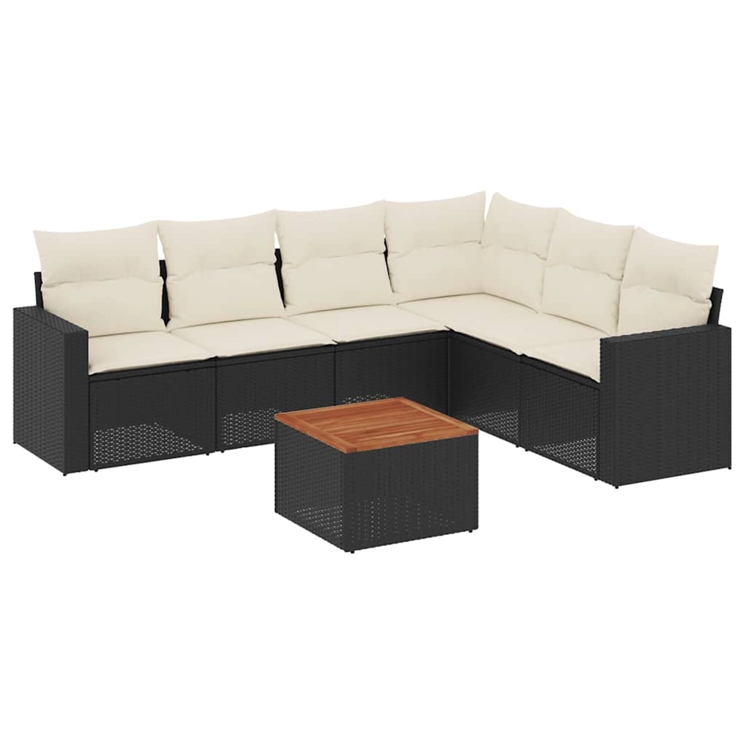 vidaXL 7-Tlg Garten-Sofagarnitur mit Kissen Schwarz Poly Rattan 3256469 günstig online kaufen