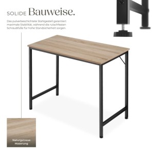 Tectake Schreibtisch Jenkins im Industrial Style mit Holz Sonoma Dekor und schwarzem Stahlgestell.