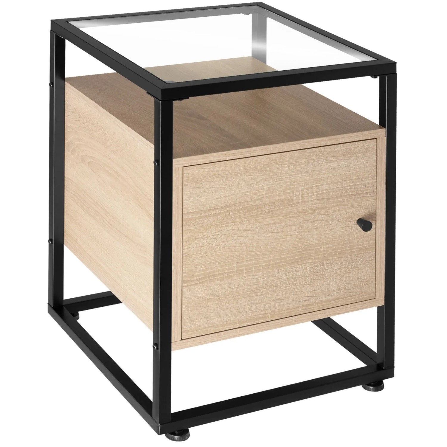 Tectake Nachttisch Dudley Industrial Style Holz und Stahl  43 x 40 x 60 50 cm Industrial Holz Hell  Eiche Sonoma