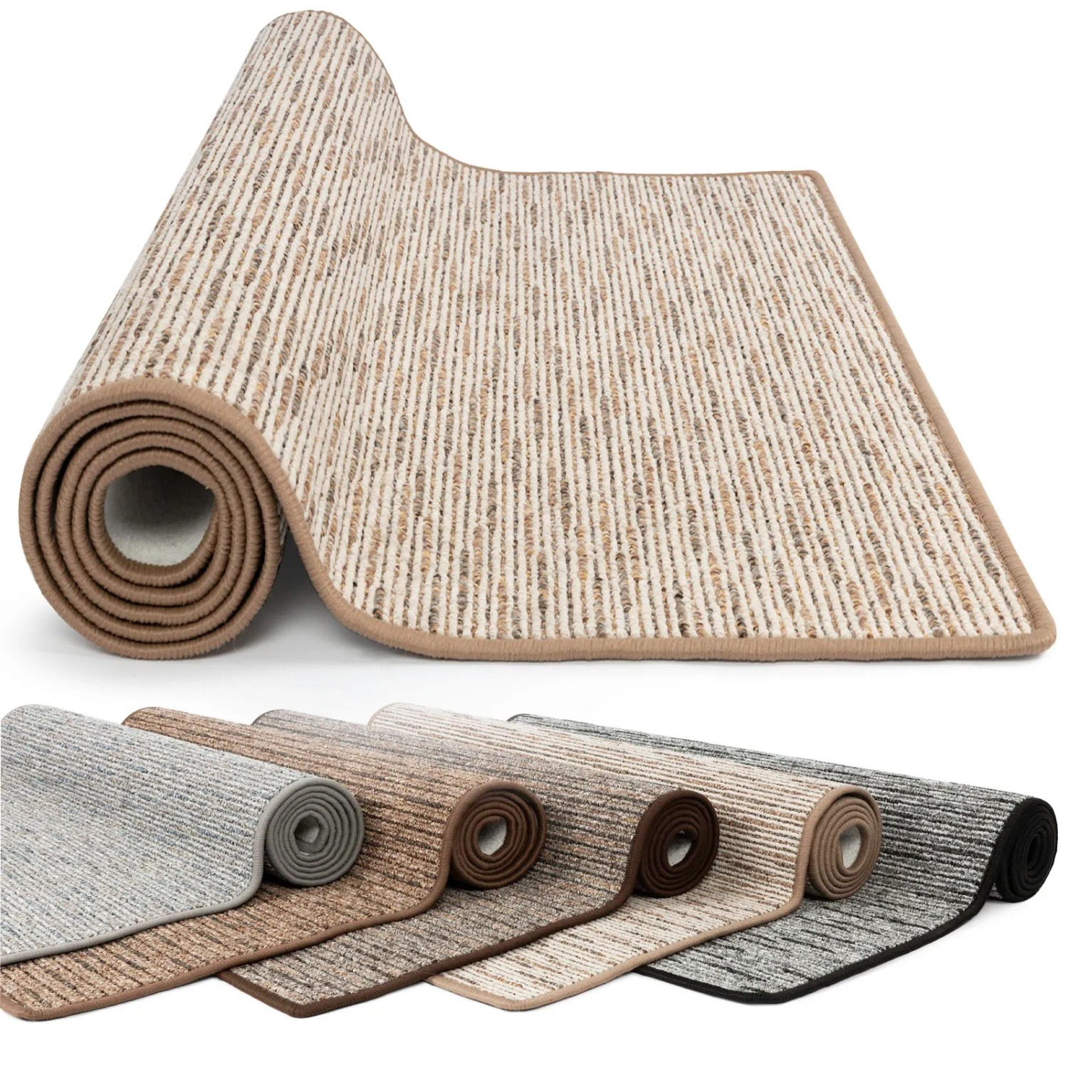 KARAT Teppich nach Maß Geneva Moderner Wohnteppich Beige 240 x 800 cm