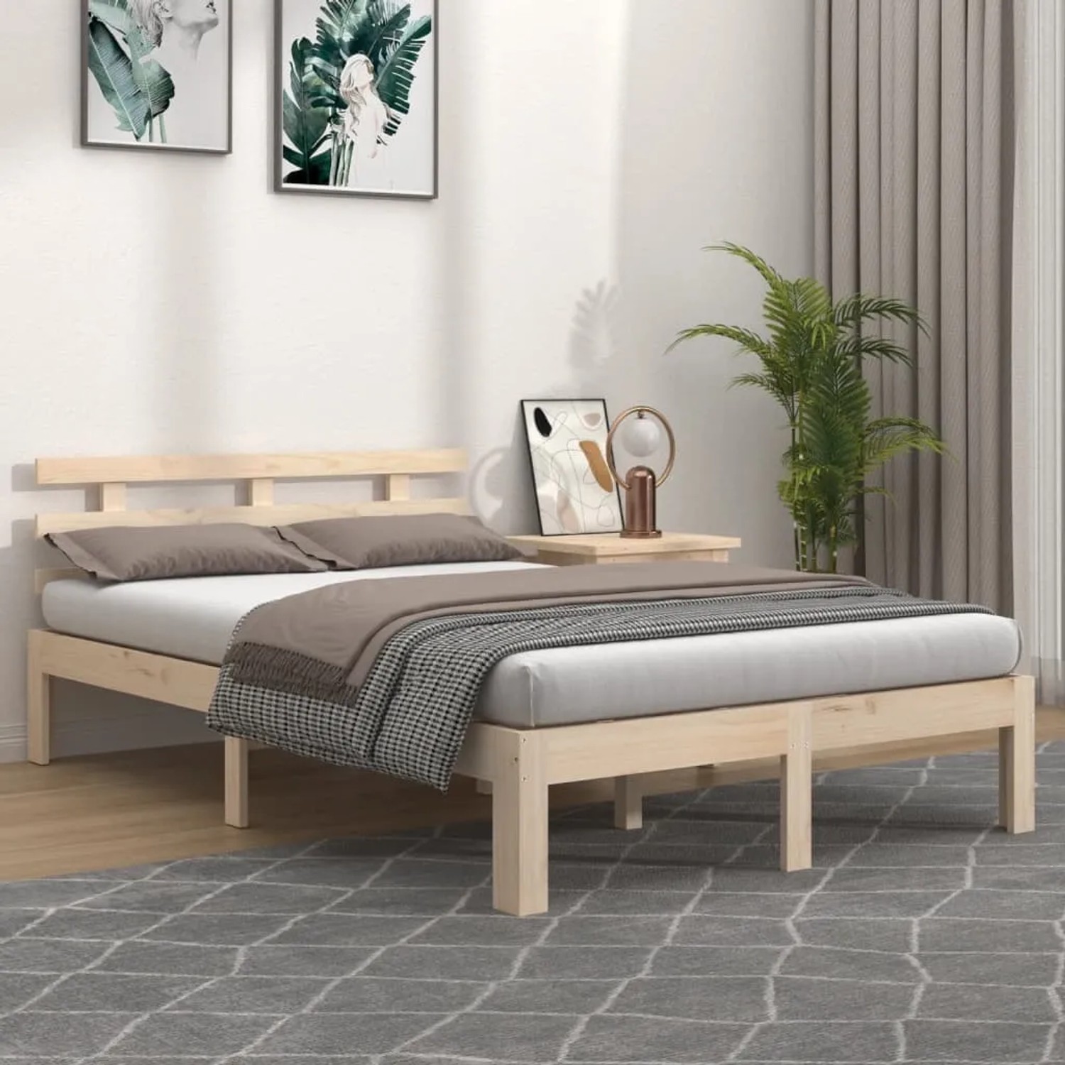 vidaXL Massivholzbett, 180x200 cm, Super King Size Bettrahmen aus Kiefernholz.