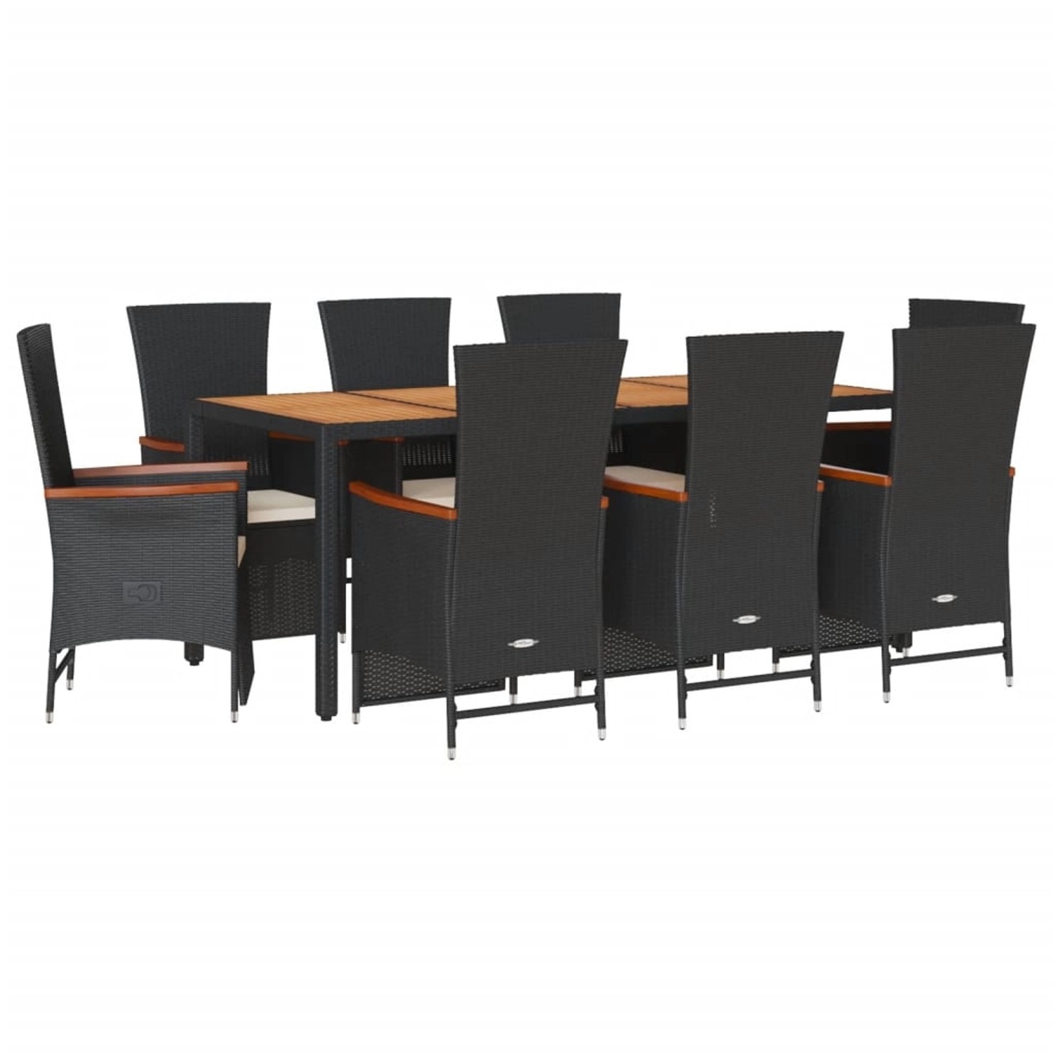 vidaXL 9-Tlg Garten-Essgruppe mit Kissen Schwarz Poly Rattan 3277518 günstig online kaufen