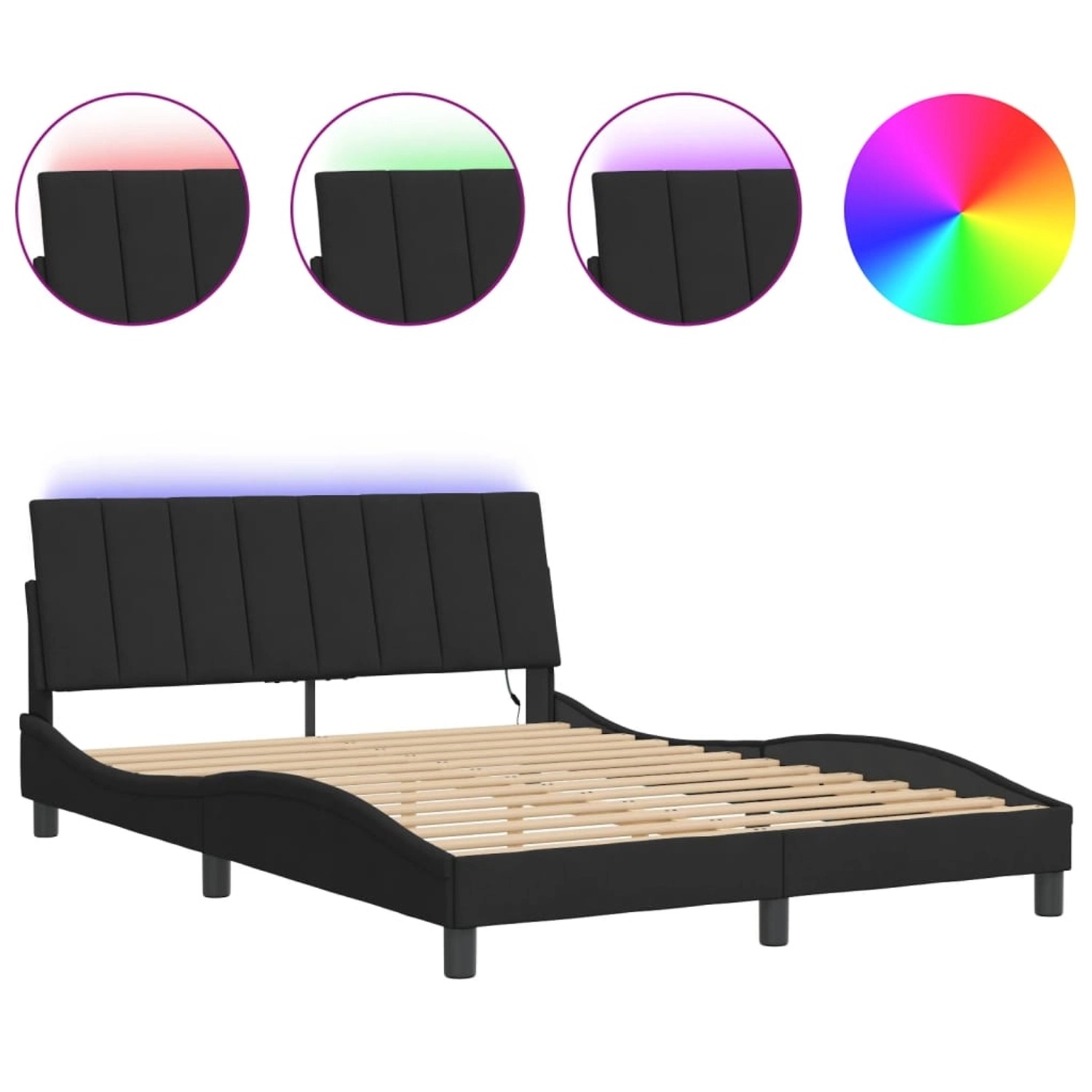vidaXL Bettgestell mit LED ohne Matratze Hanko Schwarz 120x200 cm Samt 3213 günstig online kaufen