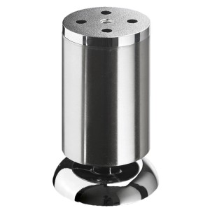 Hettich Möbelfuß, Ø 50 mm, 100 mm hoch, Edelstahl-Optik, höhenverstellbar.