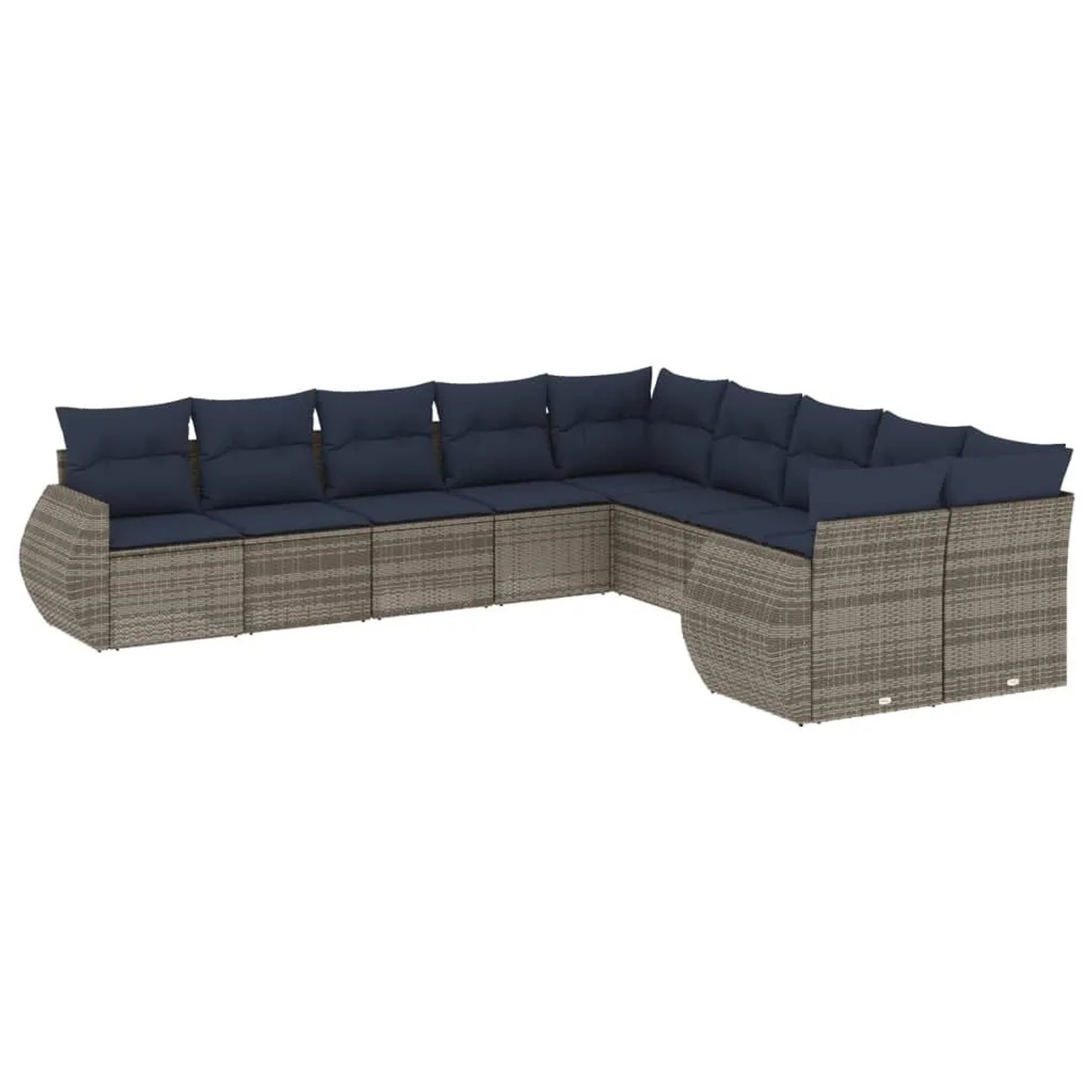 vidaXL 10-Tlg Gartensofa-Set mit Kissen Grau Polyrattan 3221910