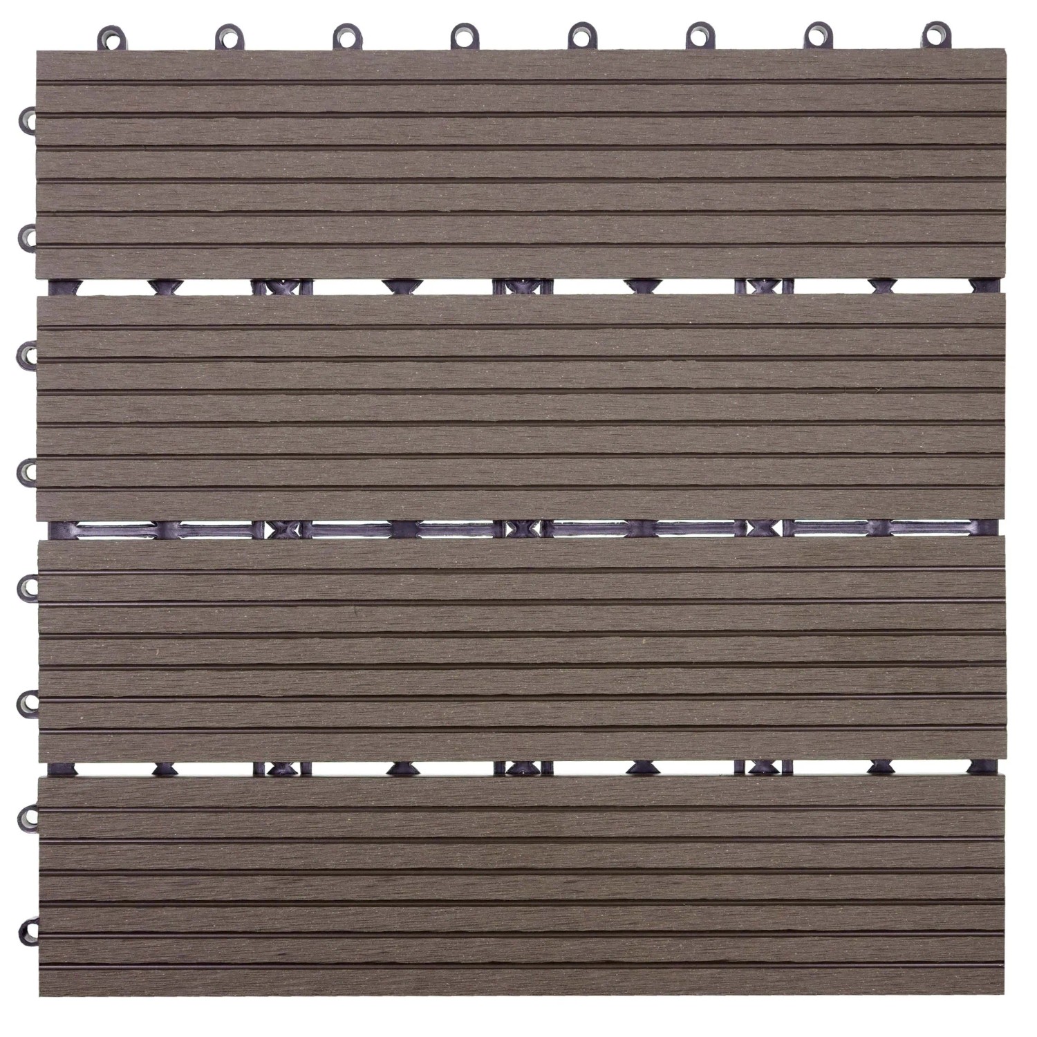 BERLINLODGE WPC Bodenfliese 11x Je BxT 30x30cm Holzoptik Balkon Terrasse Basis Coffee Linear