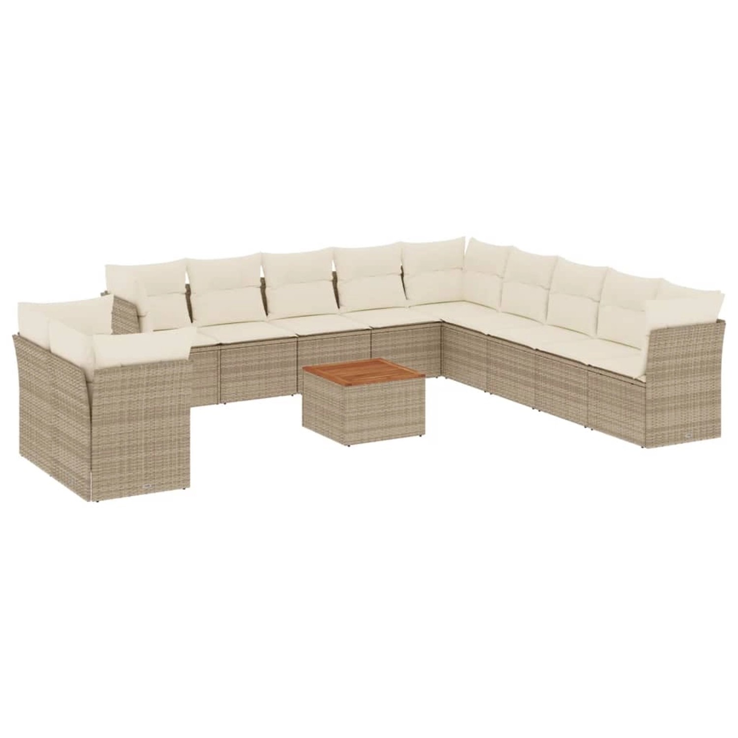 vidaXL 12-Tlg Garten-Sofagarnitur mit Kissen Beige Poly Rattan 3256058 günstig online kaufen