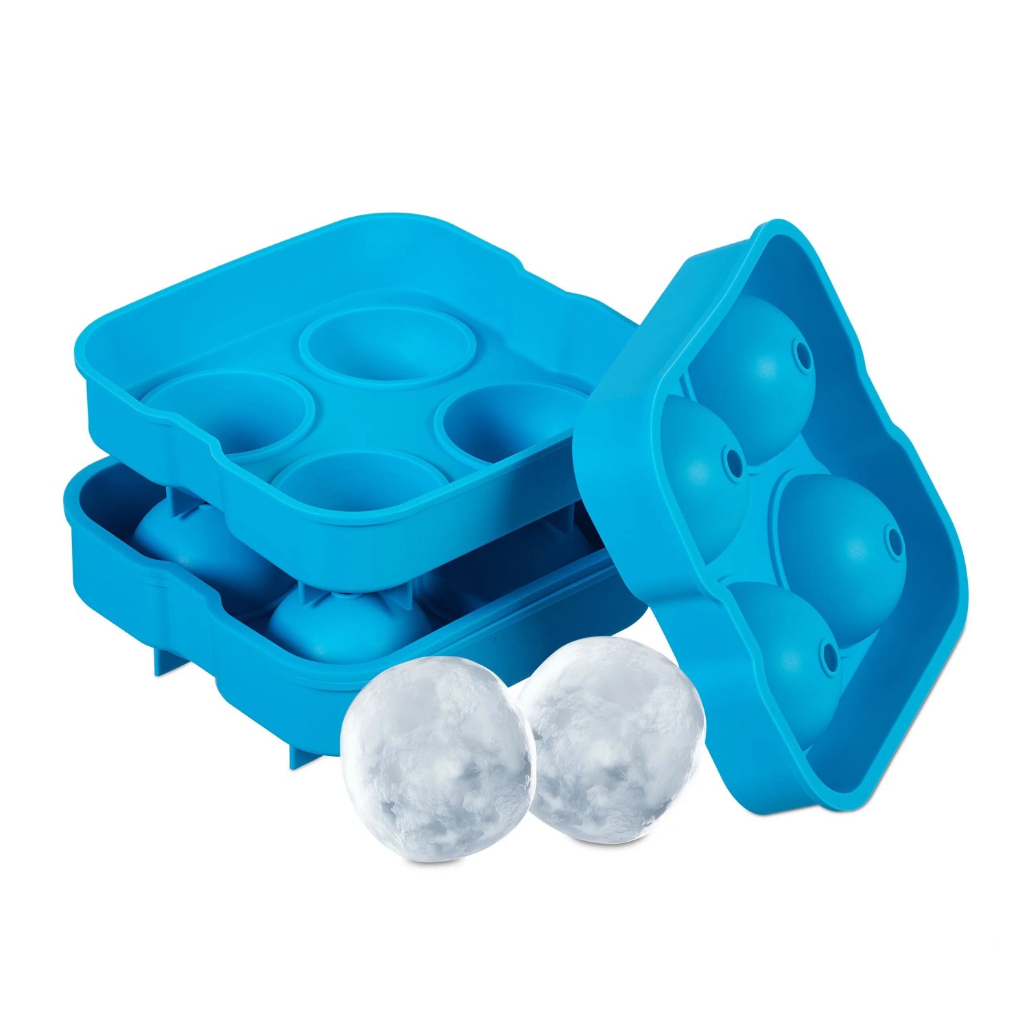 Relaxdays Eiswürfelform 2er Set Silikon Blau Flexibel 5 cm x 12,5 cm x 12,5 cm