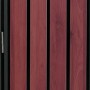 Anthrazit Mülltonnenverkleidung: Detail dunkle Holzoptik-Lamellen, Scharnier. Stilvolle Mülltonnenbox.