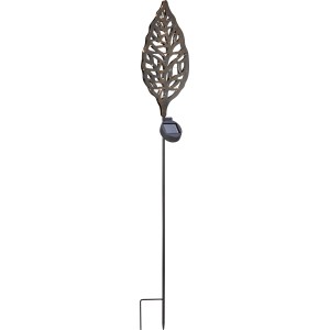 Solar Dekospieß Blatt in Antikbronze Optik, Gartenleuchte mit LED.