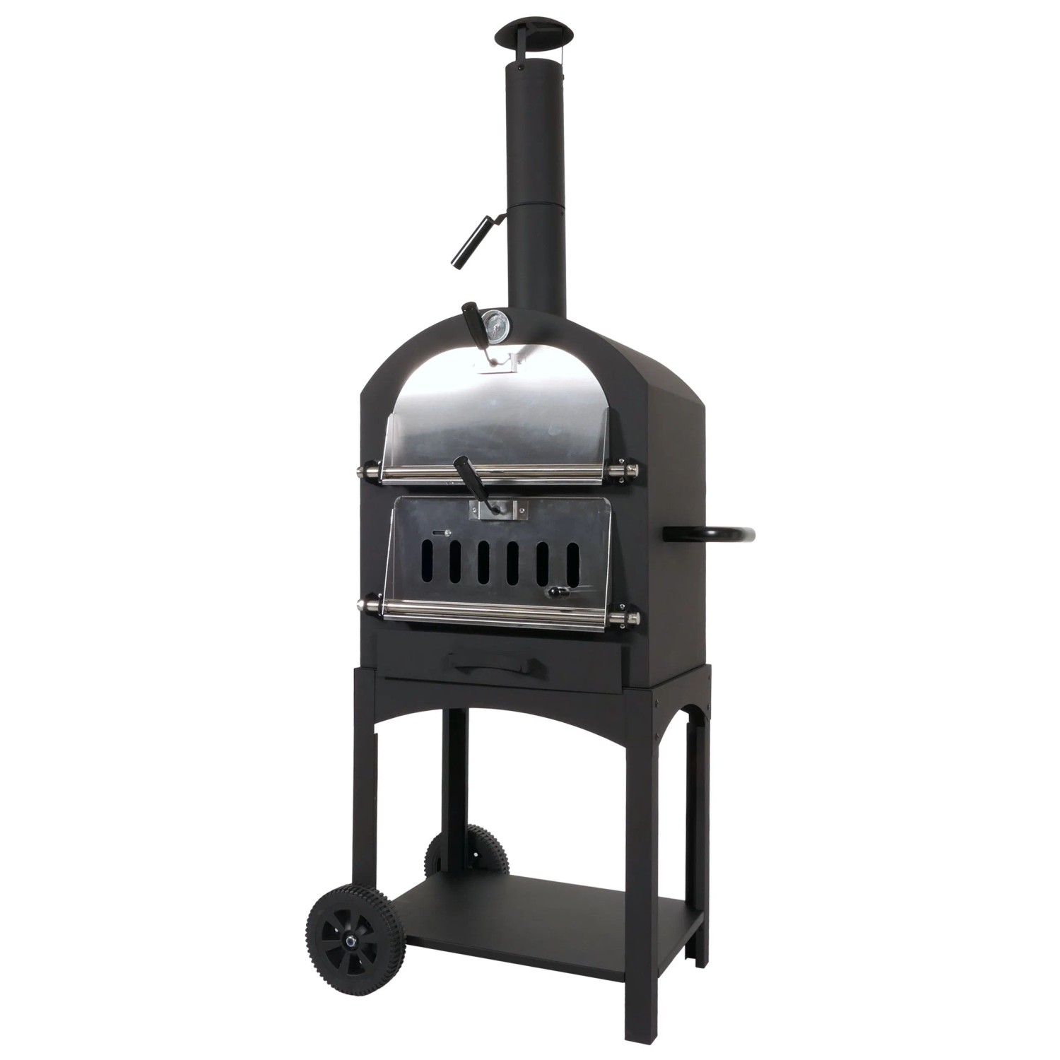 MCW Holzkohlegrill N15 Pizzaofen Stahl Schwarz Hochtemperaturlackiert