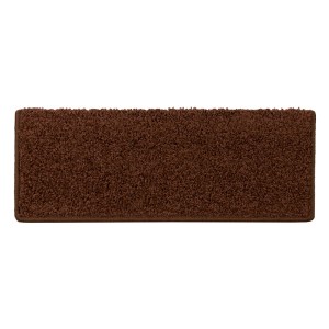 Rechteckige, braune Shaggy Stufenmatte Sphinx, 23,5x65 cm, Hochflor für Treppen.