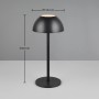 Schwarze, dimmbare LED-Tischleuchte Ricardo, Ø 13,5 cm, für Innen & Außen. Moderne Akku-Tischlampe.
