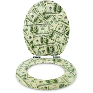 Sanfino WC-Sitz Dollar's: Toilettendeckel mit Absenkautomatik, Holz, mit Dollar-Motiv.