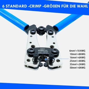 CCLIFE Crimpzange Presszange Kabelschuh Crimpen Kabelschuhzange Satz 6-50 mm² AWG 10-0