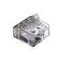 Transparente ViD Mini-Hebelklemme UC03M, 3-polig, mit weißen Hebeln für sichere Kabelverbindungen 0,2-2,5 mm².