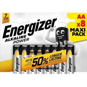 Energizer Alkaline Power AA Batterien, 8er-Pack. Mignon-Batterien für Geräte des täglichen Gebrauchs.