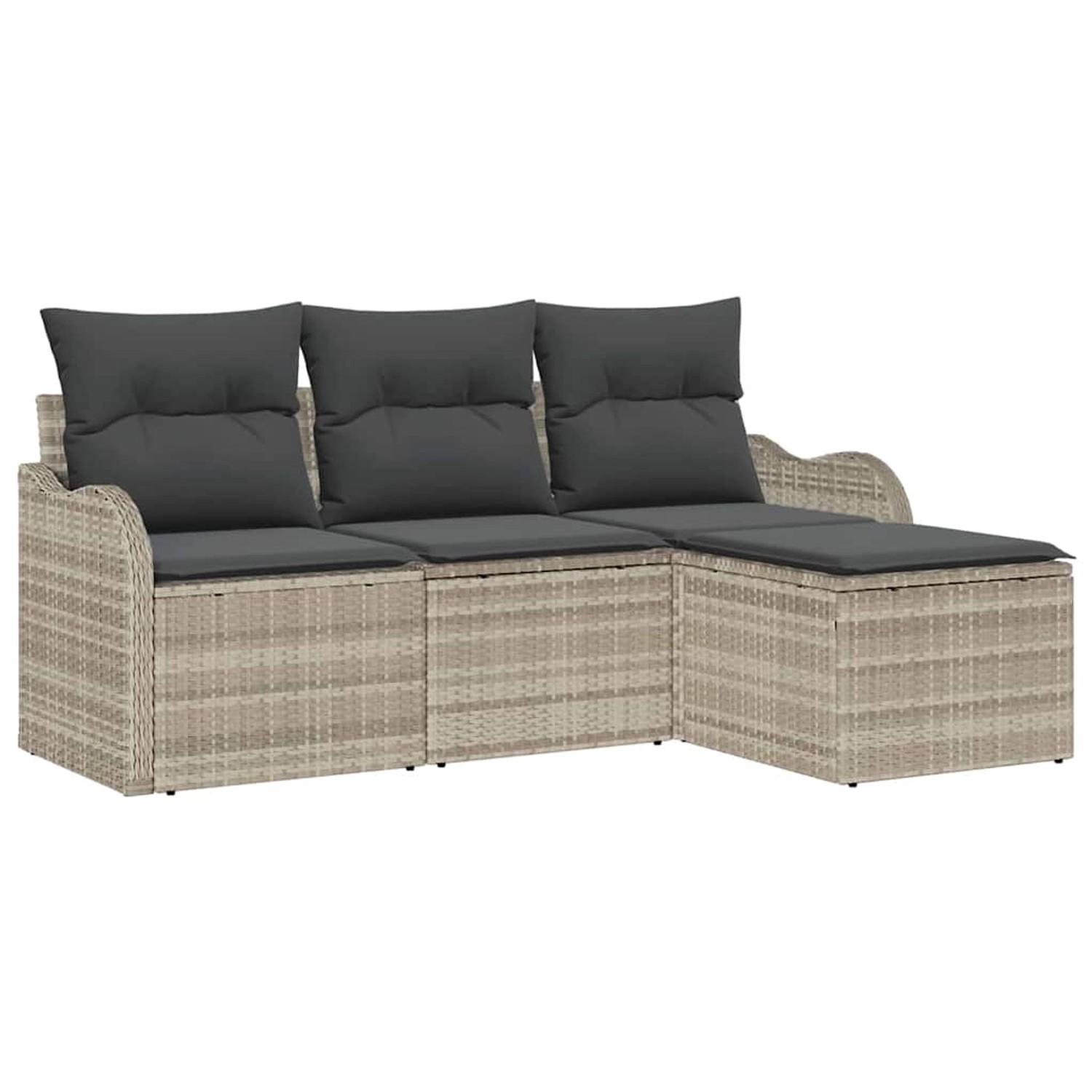 vidaXL Garten-Sofa-Set mit Kissen 4-Tlg Hellgrau Poly Rattan 3345652 günstig online kaufen