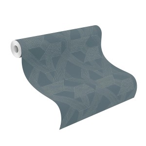 Schöner Wohnen Vliestapete Linien in Petrol, modernes Design mit Gewebe-Optik.