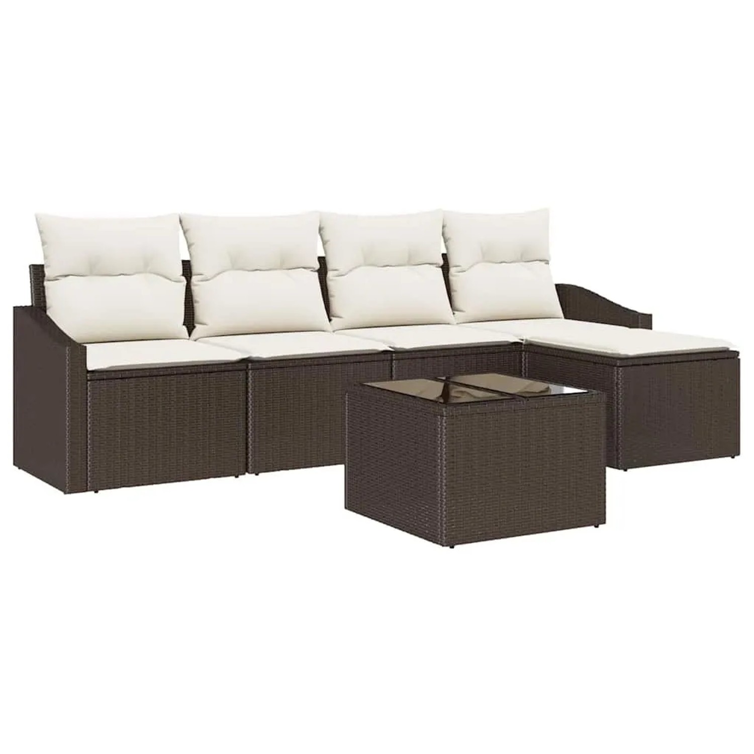 vidaXL Sofa Set mit Kissen 6-Tlg Braun und Creme Poly-Rattan 3355357 günstig online kaufen