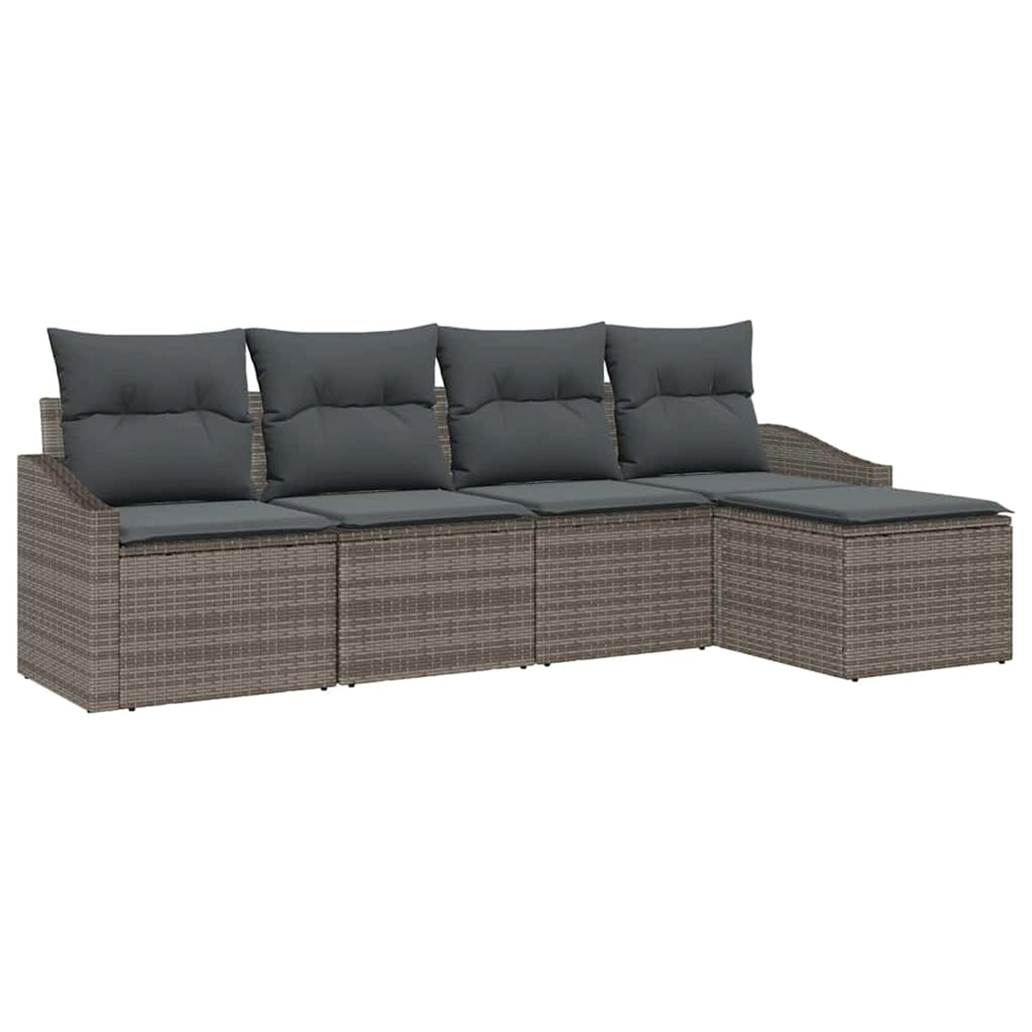 vidaXL Garten-Sofa-Set 5-Tlg Grau Poly Rattan 3346679 günstig online kaufen