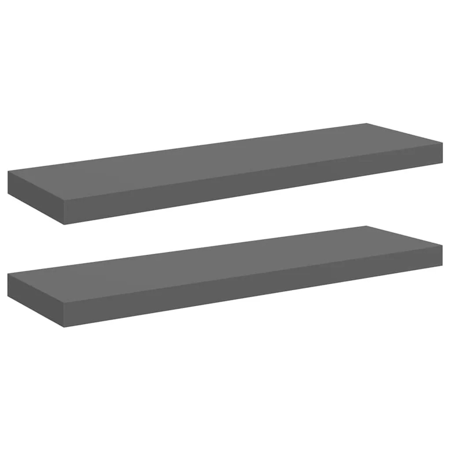 vidaXL Schweberegale 2 Stk Hochglanz-Grau 80x23,5x3,8 cm MDF 323794