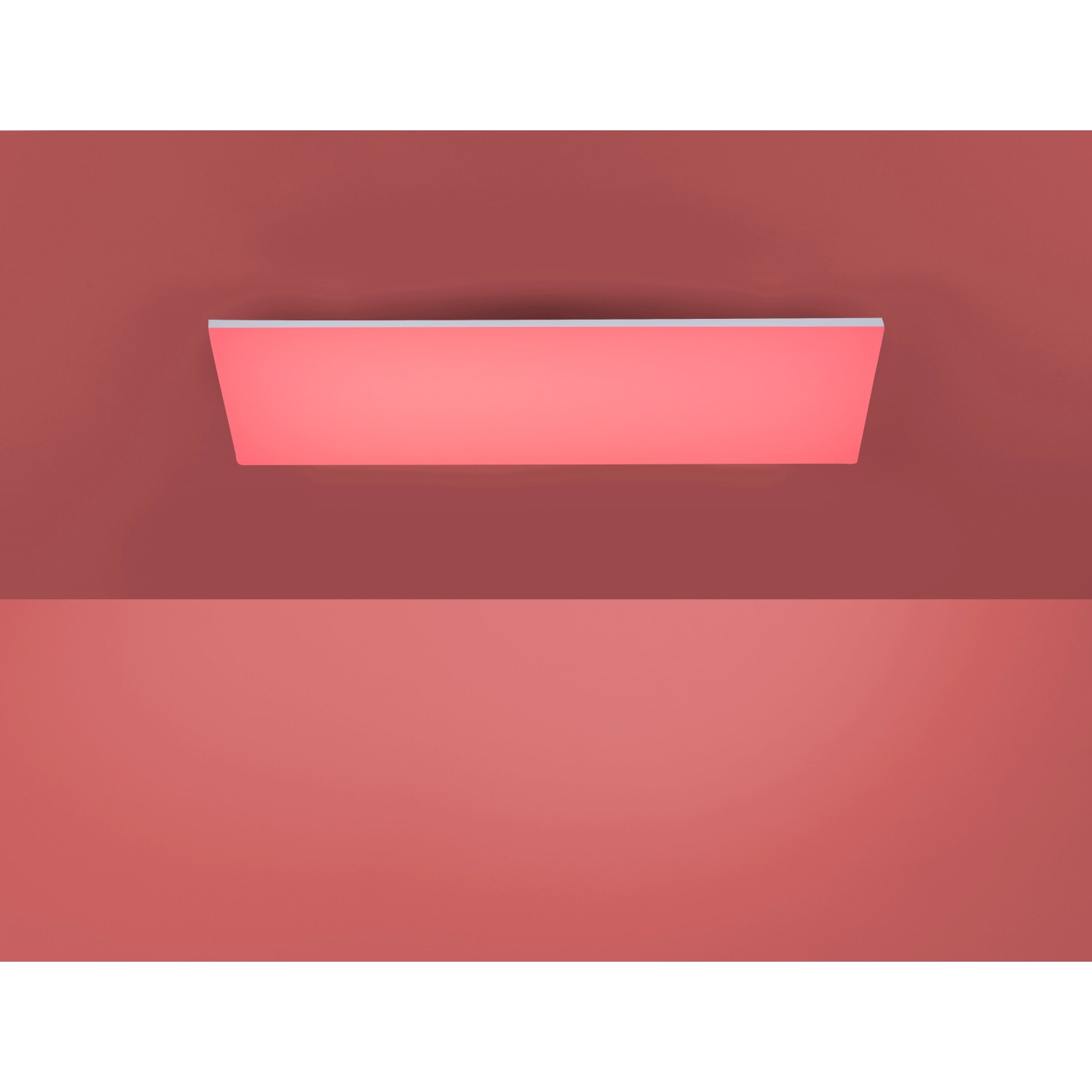 Paul Neuhaus LED-Panel Frameless, 60x30 cm, weiße Deckenleuchte mit rotem Licht.