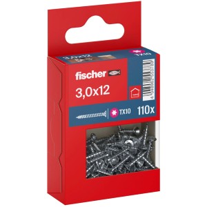 Fischer PowerFast II Holzschrauben 3x12 mm, 110 Stück im roten Karton.