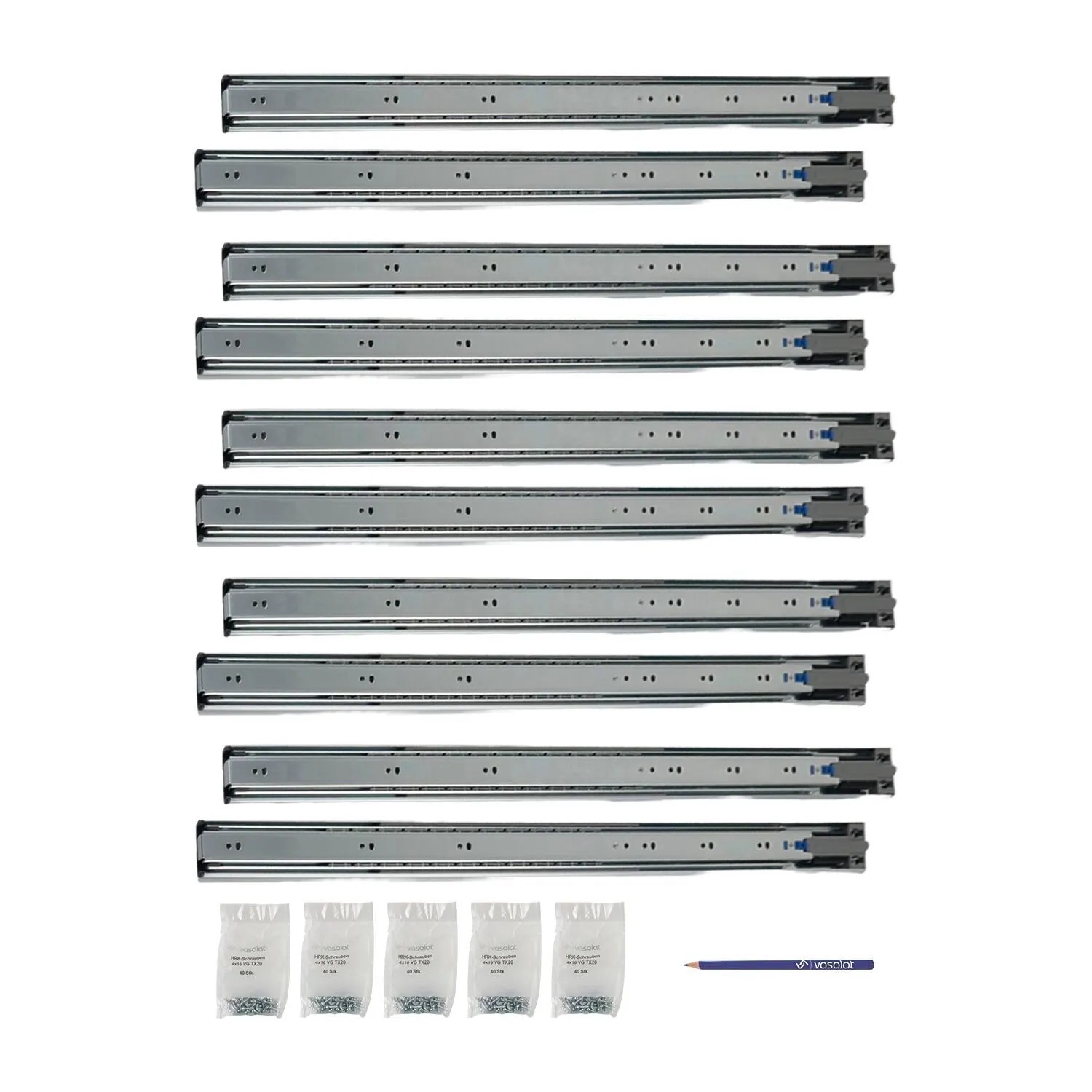 vasalat Kugelauszug 700mm Softclose Kugelführung - Vollauszug mit Dämpfung - 5 Paar
