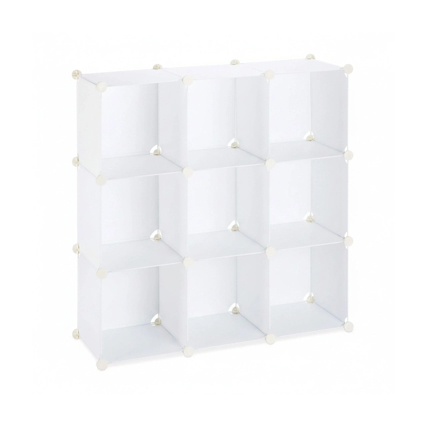 Relaxdays Regalsystem 9 Fächer Kunststoff Weiß Stecksystem 95,5 cm x 95,5 cm x 32 cm 5,1 kg