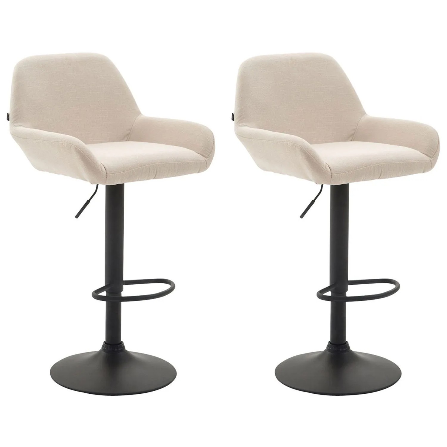 CLP 2er Set Barhocker Braga Stoff Creme/Schwarz