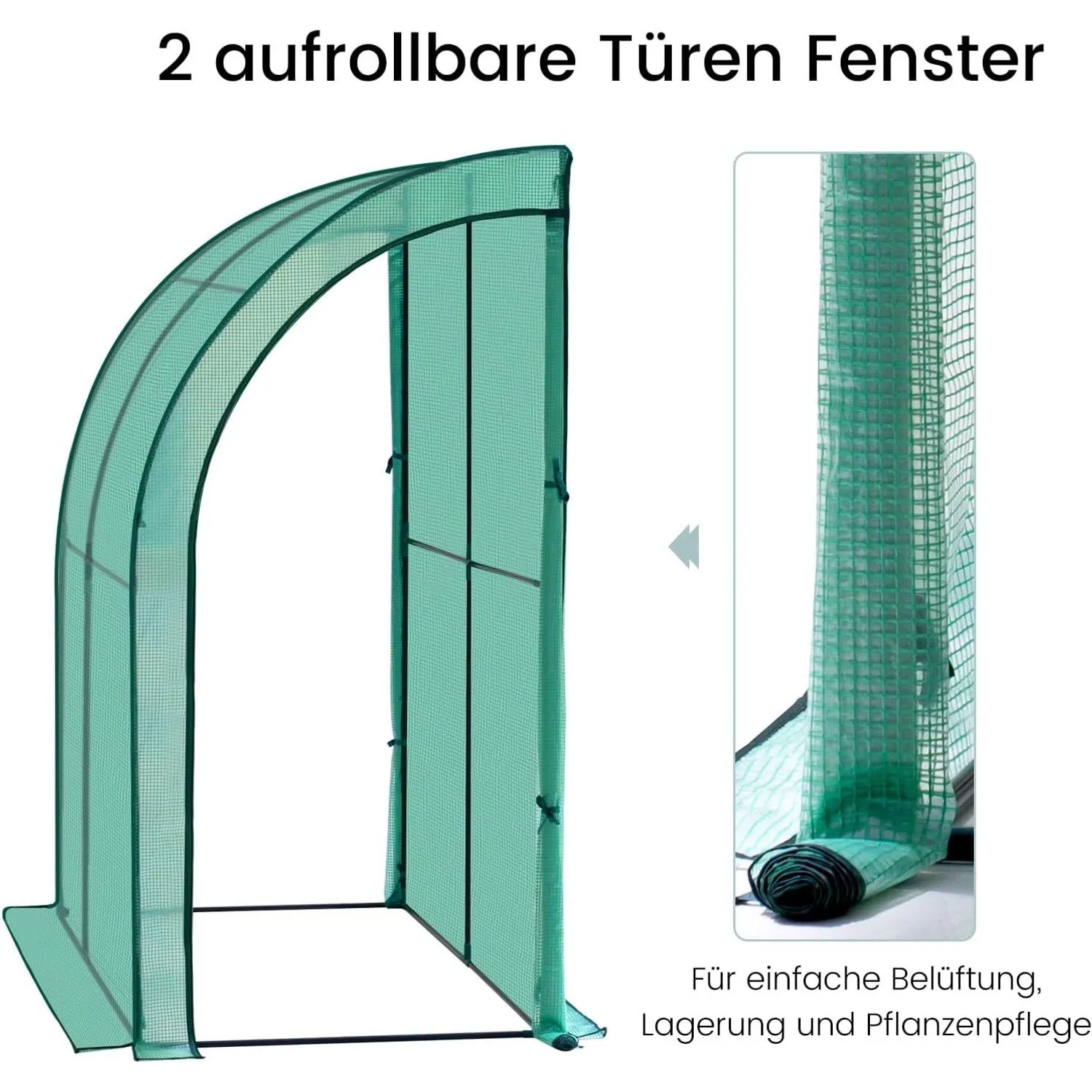 WOLTU Anlehngewächshaus mit PE-Folie, grün, 200x210x100cm.