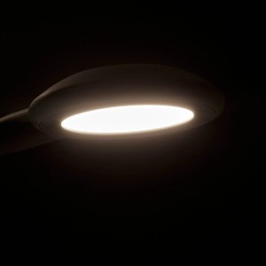 Schwarze LED Bettleuchte LUCE mit flexiblem Arm und Touchsensor.
