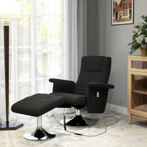Schwarzer HOMCOM Massagesessel mit Hocker, Relaxsessel aus Polyester und Stahl, 78x95x88cm.