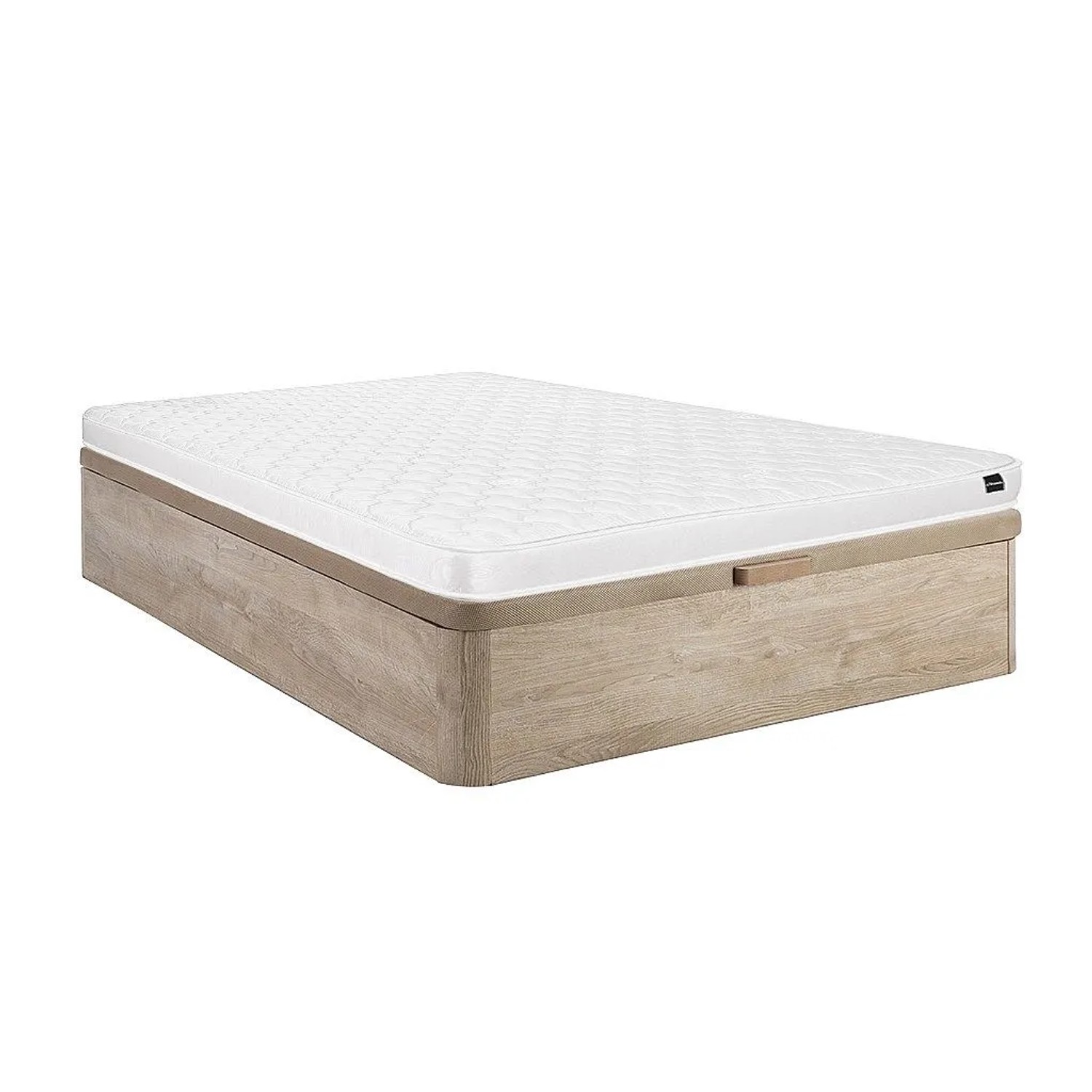 Vente-unique Matratze Und Bettgestell Mit Lattenrost Und Bettkasten Danae Naturfarben Hell 190 cm