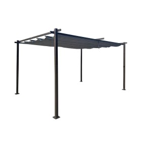 Jet-Line Pavillon Luxor, 3x4 m, Anthrazit: Gartenpavillon mit Schiebedach aus Alu für Sonnenschutz im Garten.
