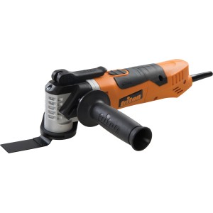 Triton Multifunktionswerkzeug TMUTL 300 W mit Zusatzgriff und Sägeblatt.